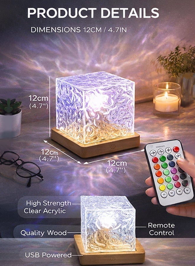 AHAKAC 16 Colors Water Ripple Table Lamp Creative Bedside Flame Atmosphere Light Romantic Night Light Gift Starry Sky Projection Light - Image 2